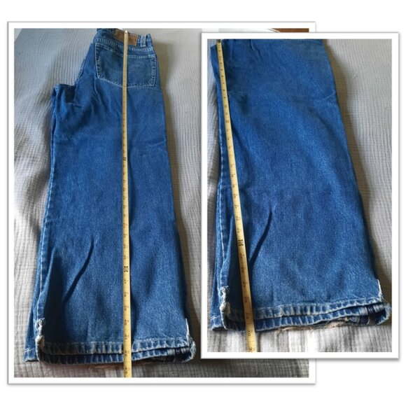 Union Bay 90s Vintage Striped Distressed Baggy Wide Leg Denim Jeans Mens 33x32 - Picture 15 of 16